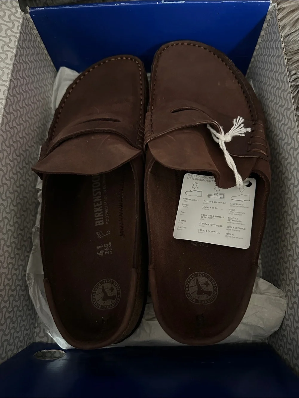 Birkenstock: “Naples” Wrapped Natural Leather Oiled Clog in Habana